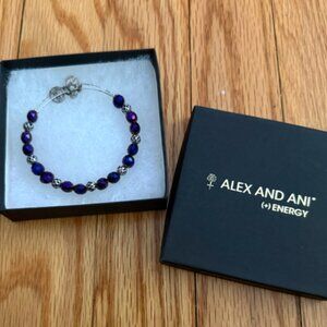 ALEX & ANI Purple Silver beaded bangle bracelet
